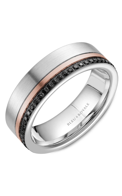 Bleu Royale Diamond  14K White Gold and 14K Rose Gold Wedding Band RYL-070RWBD7