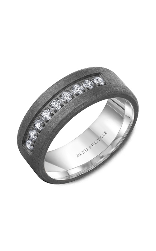 Bleu Royale Tantalum & Precious Diamond 14K White Gold and Tantalum Wedding Band RYL-160TWD8