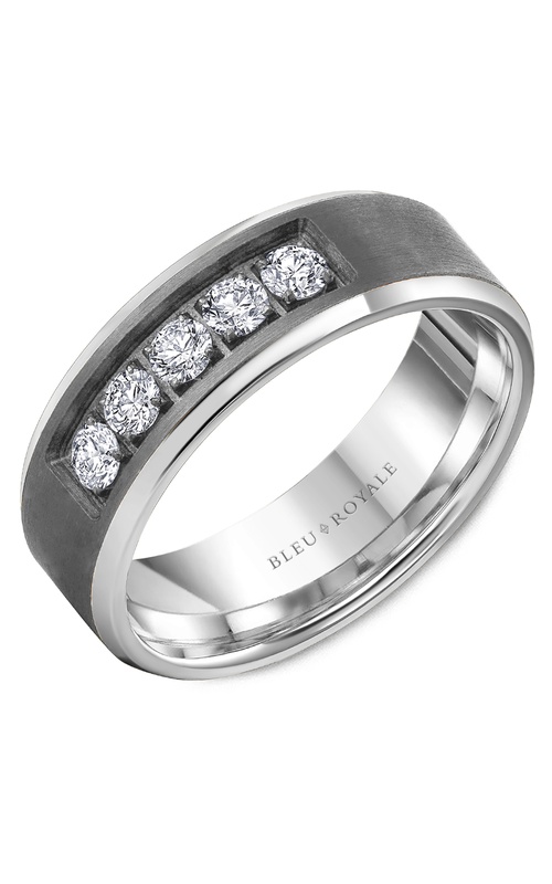 Bleu Royale Tantalum & Precious Diamond 14K White Gold and Tantalum Wedding Band RYL-166TWD75