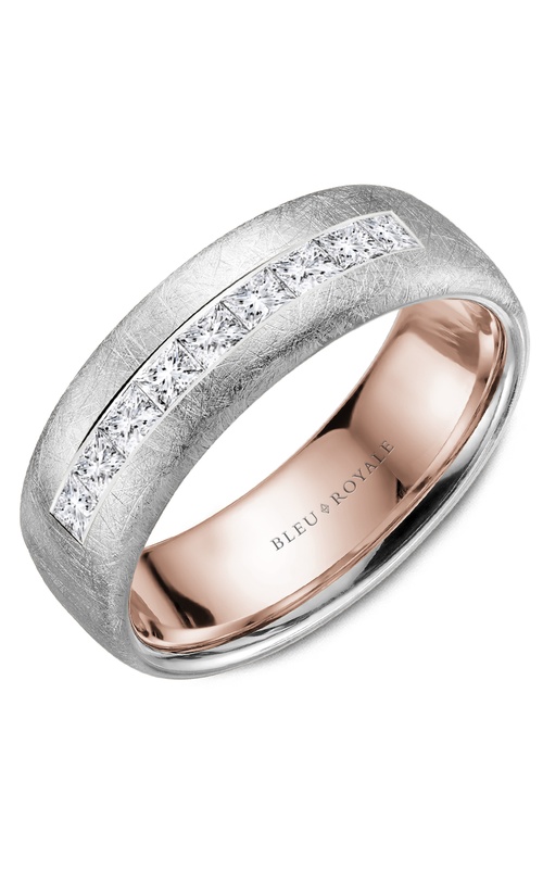 Bleu Royale Diamond Diamond 18K White Gold and 18K Rose Gold Wedding Band RYL-187WRD75