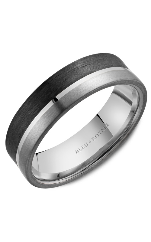 Bleu Royale Tantalum & Precious Plain 14K White Gold, Tantalum, and Carbon Fiber Wedding Band RYL-201WBT75