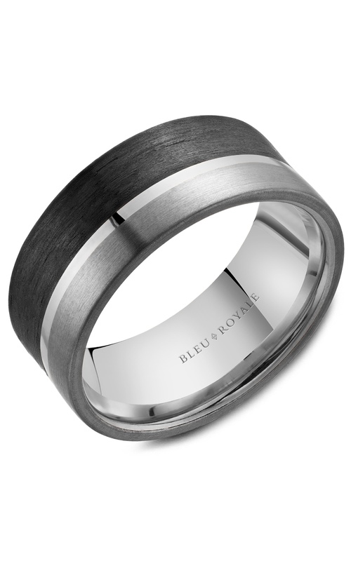 Bleu Royale Tantalum & Precious Plain 14K White Gold, Tantalum, and Carbon Fiber Wedding Band RYL-201WBT9