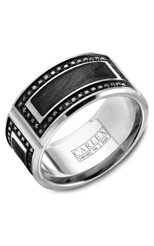 Carlex G2 Plain 18K White Gold and Carbon Fiber Wedding Band CX2-0003W11BD