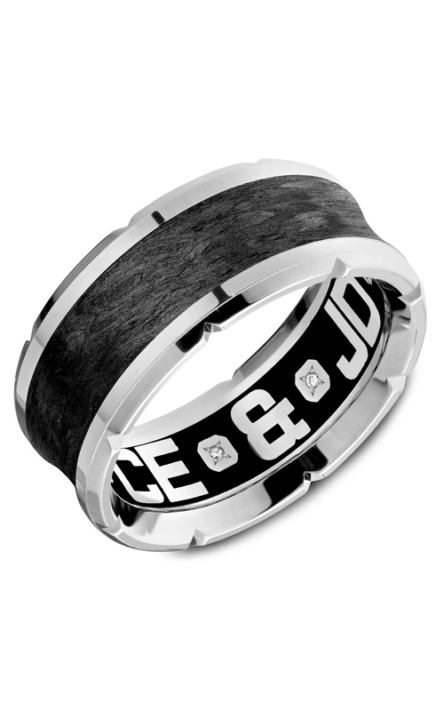 Carlex G4 Plain 18K White Gold and Carbon Fiber Wedding Band CX4-0013W