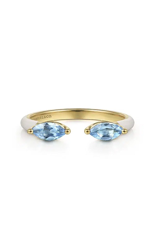 Gabriel & Co. Lusso Color Gemstone and Two Stone 14K Yellow Gold and Enamel Ring LR52652E9Y4JBT