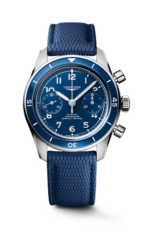 Longines  Stainless Steel 39.5 Blue Dial Rubber Strap