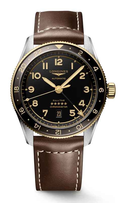 Longines LONGINES SPIRIT Stainless Steel 42 Black Dial Leather Strap