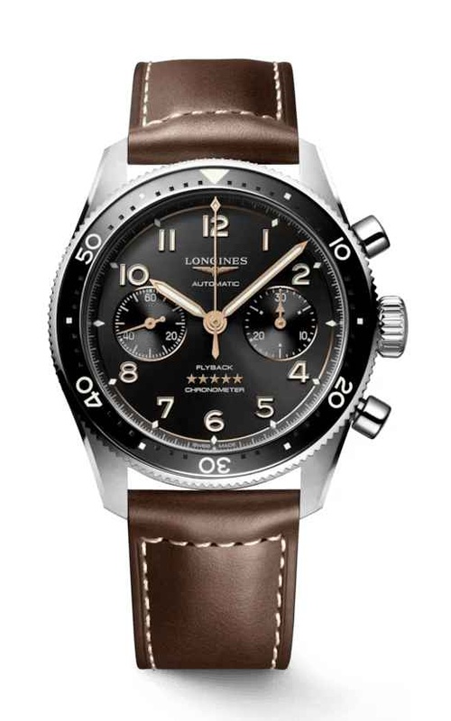 Longines LONGINES SPIRIT Stainless Steel 42 Black Dial Leather Strap