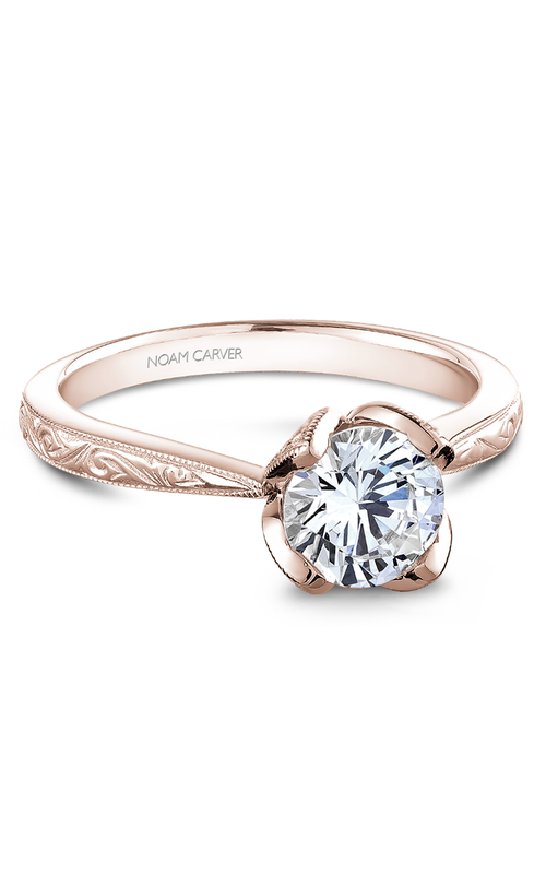 Noam Carver Floral Solitaire Round Engagement Ring B019-03REA