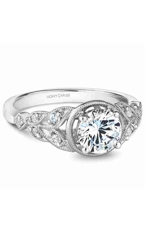 Noam Carver Vintage Sidestone Round Engagement Ring B252-01A