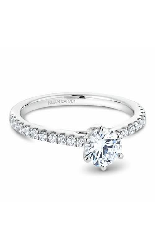 Noam Carver Solitaire Sidestone Round Engagement Ring B142-17A