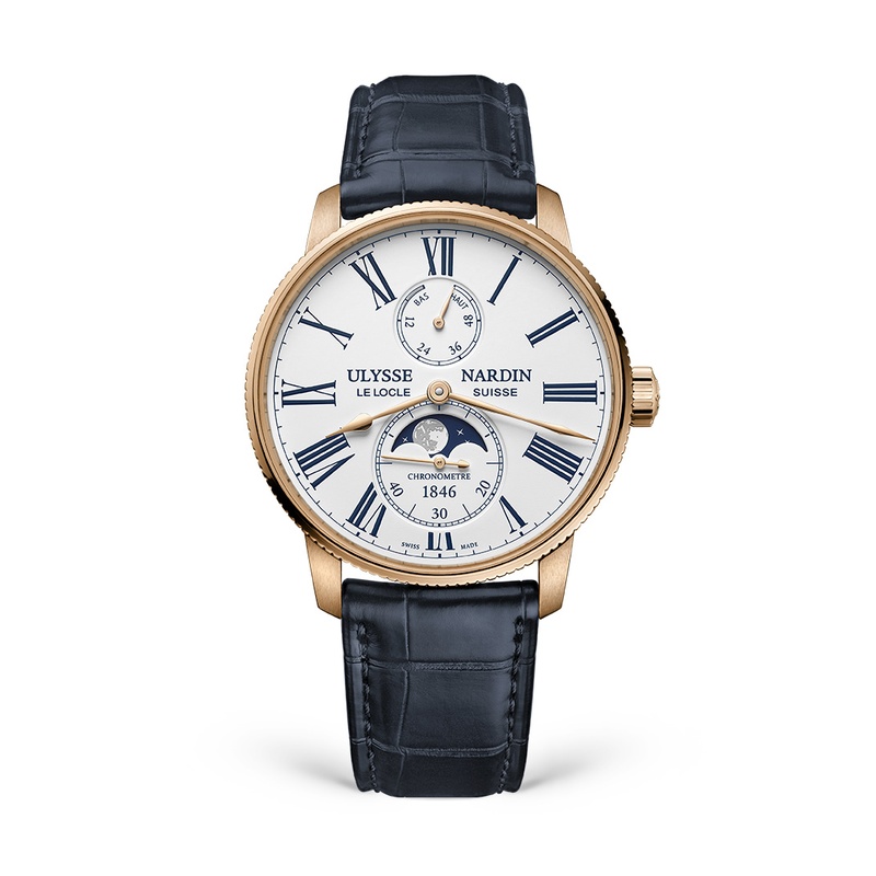 Marine Torpilleur Moonphase 42mm Rose Gold - Alligator Strap