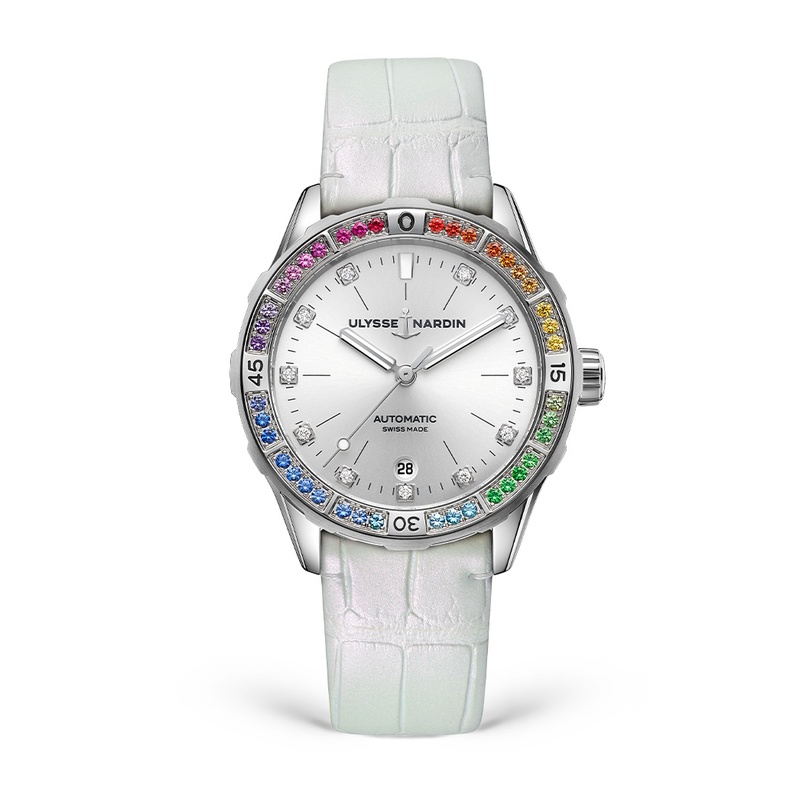 Diver 39mm Stainless Steel - White Alligator Strap