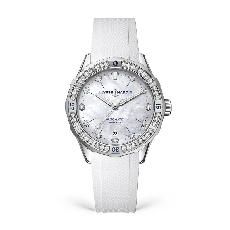 Diver 39mm Stainless Steel - White Mother of Pearl Dial, Rubber Strap