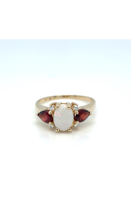 Opal, Garnet and Diamond Ring