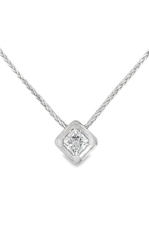 Natural 0.64 Carat Ideal Square DeBeers Forevermark Diamond Necklace