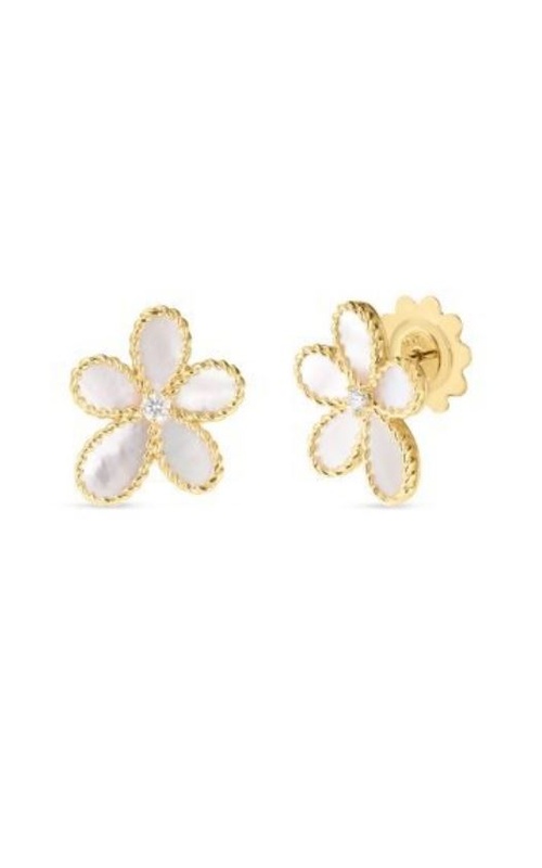 Roberto Coin Mother of Pearl and Diamond Flower Earrings