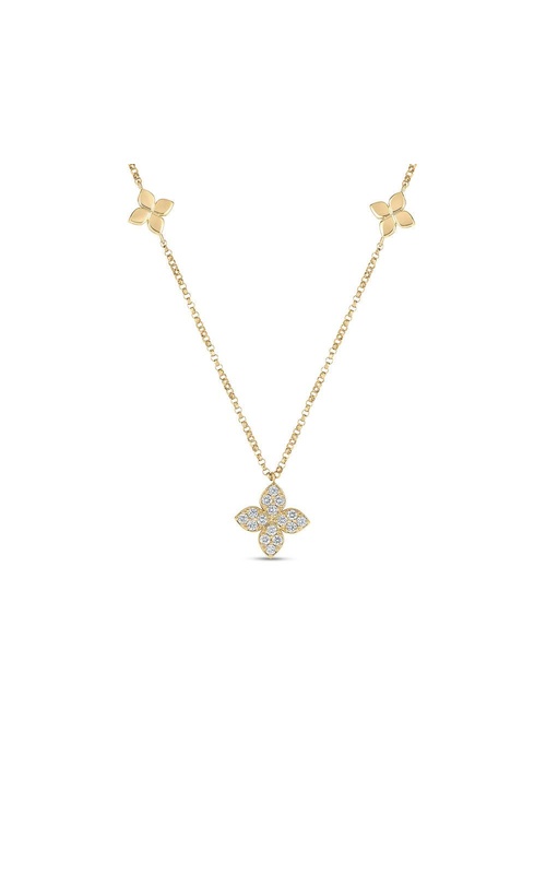 Roberto Coin Diamond and Polished Flower Necklace