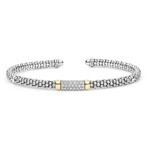 Sterling Silver (925), 14K White Gold, and 14K Yellow Gold Lagos  Diamond Bracelet