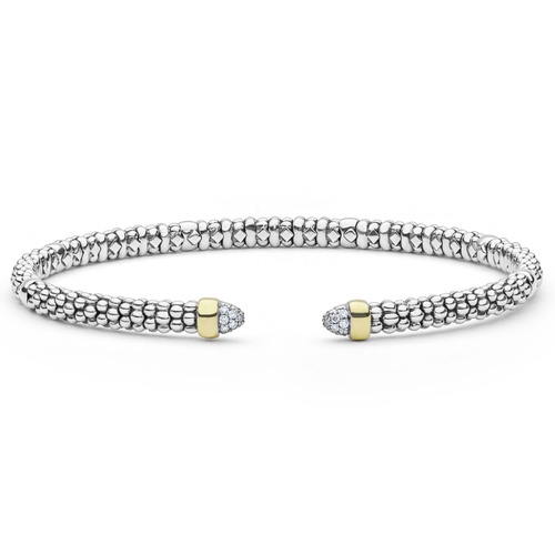 Sterling Silver (925), 14K White Gold, and 14K Yellow Gold Lagos  Diamond Bracelet