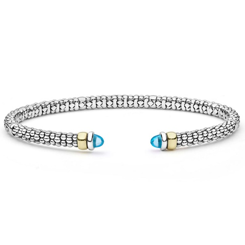 Sterling Silver (925), 14K White Gold, and 14K Yellow Gold Lagos  Blue Topaz Bracelet