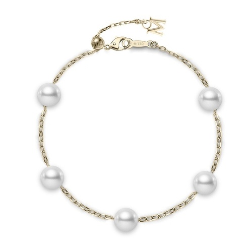 18K Yellow Gold Mikimoto  Pearl Bracelet
