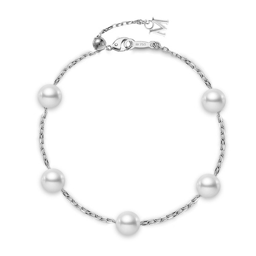 18K White Gold Mikimoto  Pearl Bracelet