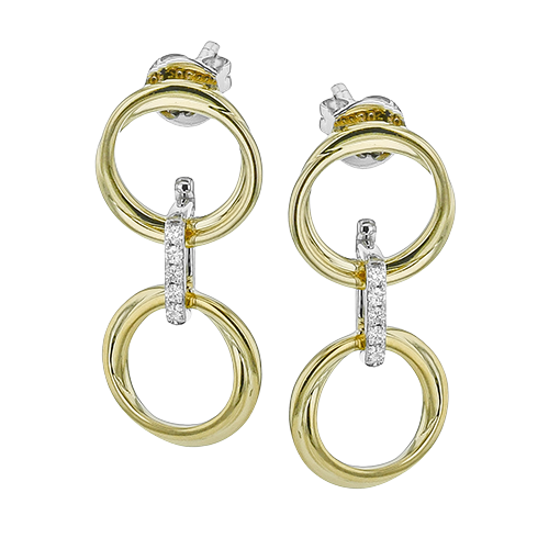 18K White Gold and 18K Yellow Gold Simon G.  Diamond Earring