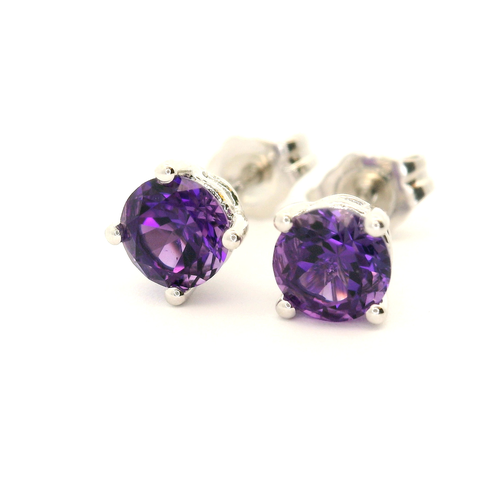 14K White Gold Legend  Amethyst Earring