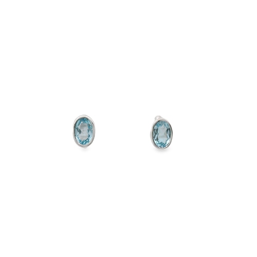 14K White Gold Legend  Blue Sapphire Earring