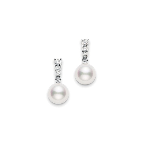 18K White Gold Mikimoto  Pearl Earring