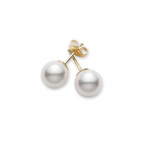 18K Yellow Gold Mikimoto  Pearl Earring