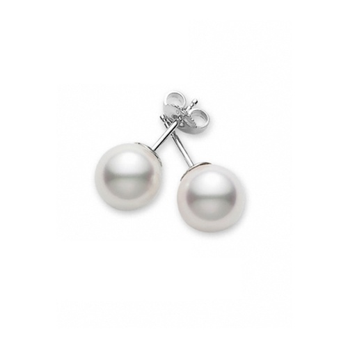 18K White Gold Mikimoto  Pearl Earring