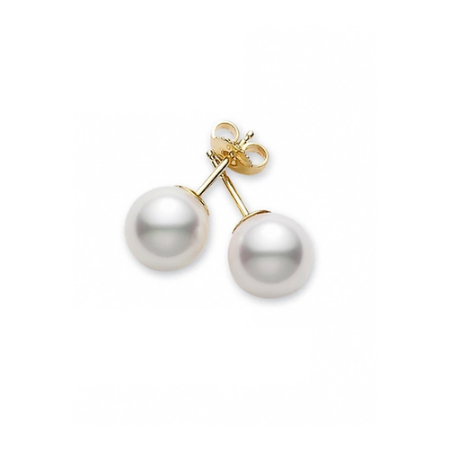 18K Yellow Gold Mikimoto  Pearl Earring