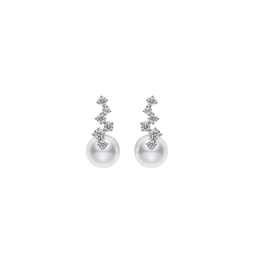 18K White Gold Mikimoto  Diamond Earring