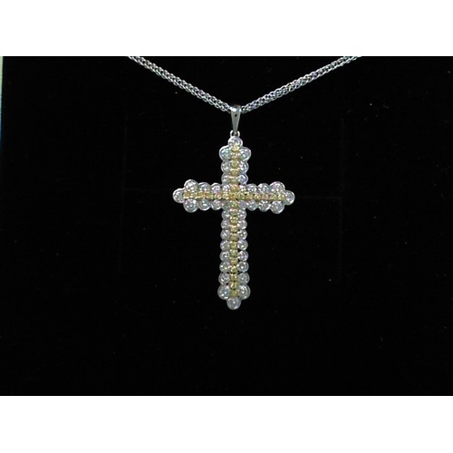 18K White Gold and 18K Yellow Gold Simon G.  Diamond Necklace
