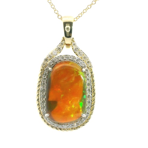 18K White Gold and 18K Yellow Gold Simon G.  Opal Necklace