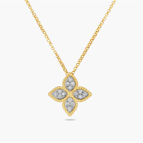 18K White Gold and 18K Yellow Gold Roberto Coin  Diamond Necklace