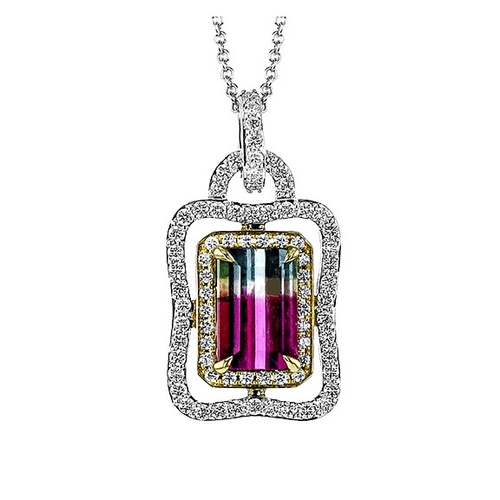 18K White Gold and 18K Yellow Gold Simon G.  Tourmaline Necklace