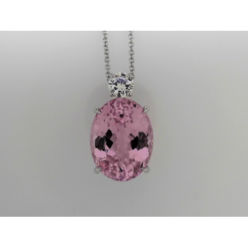 14K White Gold Estate  Kunzite Necklace