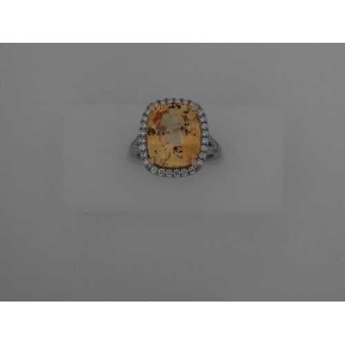 Platinum Estate  Yellow Sapphire Ring