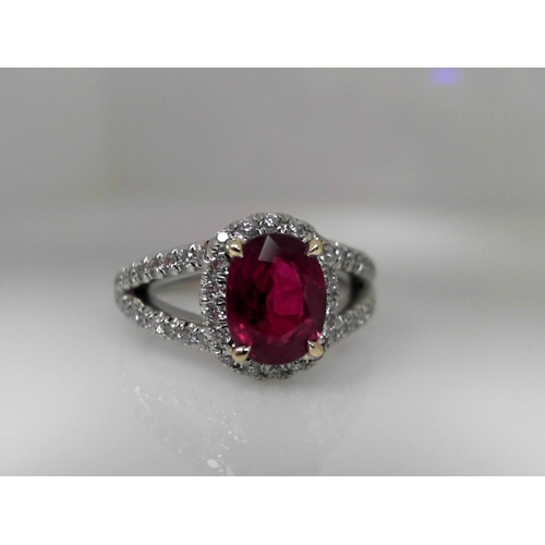 18K White Gold, 18K Yellow Gold, and Platinum Estate  Ruby Ring