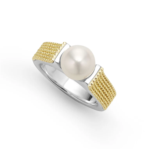 Sterling Silver (925), 18K White Gold, and 18K Yellow Gold Lagos   Ring