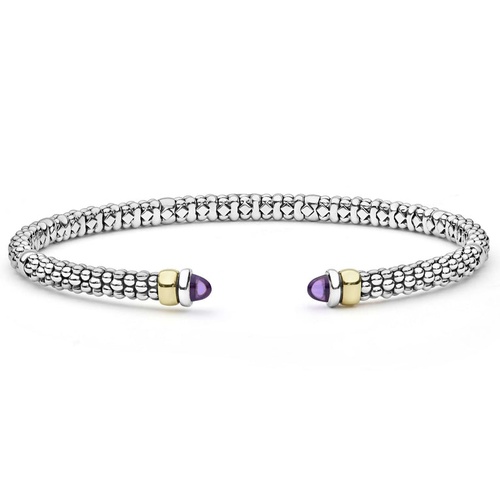 Sterling Silver (925), 14K White Gold, and 14K Yellow Gold Lagos  Amethyst Bracelet