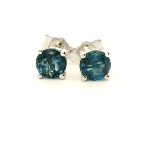 14K White Gold Legend  Blue Topaz Earring