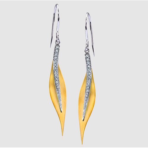 18K White Gold and 18K Yellow Gold Simon G.  Diamond Earring