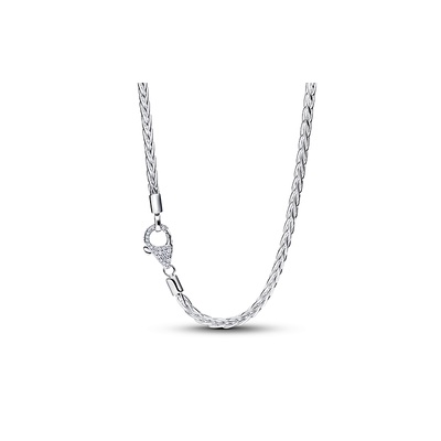 Pandora Pavé Clasp Foxtail Chain Charm Necklace 394463C01-45