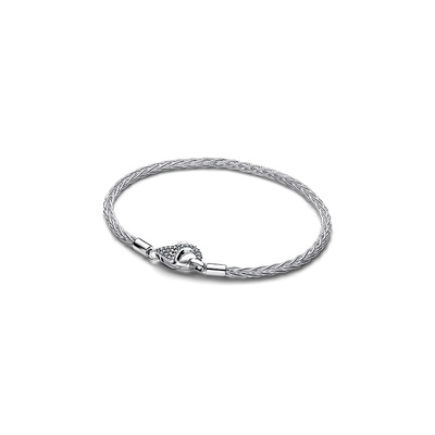 Pandora Pavé Clasp Foxtail Chain Charm Bracelet 594462C01-17