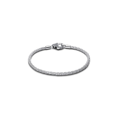 Pandora Pavé Clasp Foxtail Chain Charm Bracelet 594462C01-17
