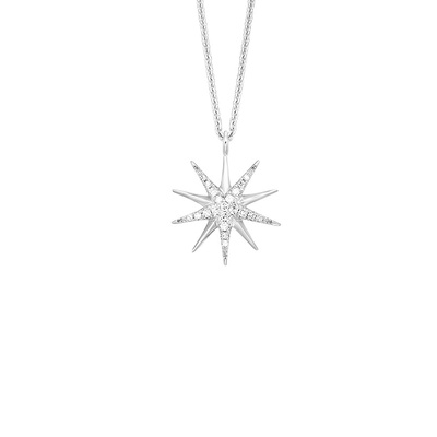 Albert's Sterling Silver 18'' .10ctw Star Necklace PD34407-SSSC